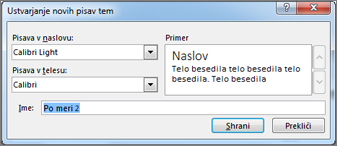 Ustvarjanje novih pisav tem