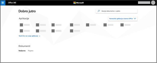 Domača stran storitve Office 365