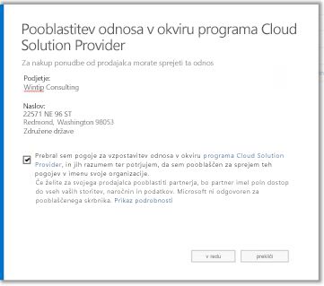 Accept cloud solution provider relationship.