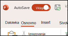 Tipka za preklapljanje samodejnega shranjevanja v Officeu