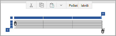 Ukazna vrstica tabele v sistemu Windows Mobile