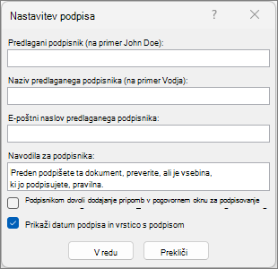 Pogovorno okno »Priprava podpisa«