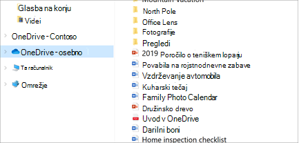Raziskovalec se odpre z izbrano možnostjo OneDrive-Personal