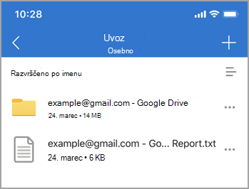 Uvoz posnetka zaslona datoteke