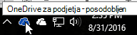 Posnetek zaslona prikazuje kazalec na modri ikoni storitve OneDrive z besedilom OneDrive za podjetja.