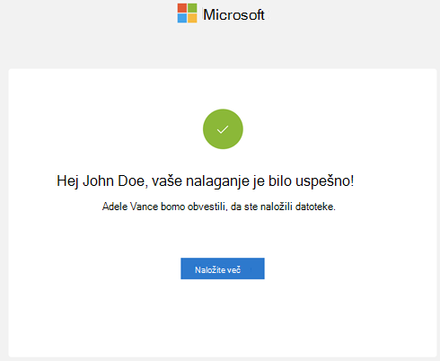 Poziv, da je bil prenos uspešen