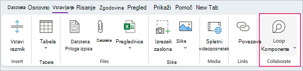 Dostop do aplikacije Loop prek menija traku