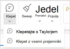 Klepet okoli elementa na traku »Izberite za spustni meni«