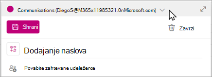 V spustnem meniju izberite skupino, da načrtujete dogodek v tem koledarju.