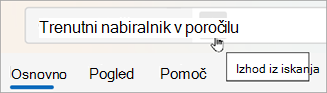 Izberite Nazaj, da počistite rezultate iskanja.