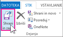 Posnetek zaslona prikazuje izbrano možnost Shrani & Zapri.
