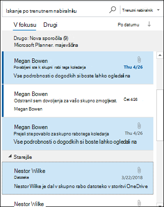 S tipko CTRL lahko izberete več sporočil.