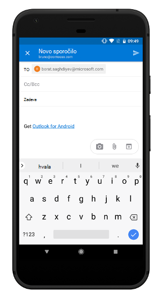Zajem fotografije v aplikaciji Outlook Mobile