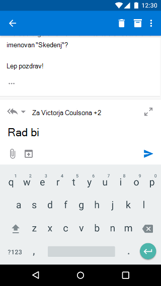 Sestavljanje e-pošte v programu Outlook Mobile