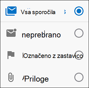 Izberite način filtriranja sporočil