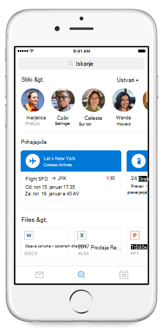 Iskanje v aplikaciji Outlook Mobile