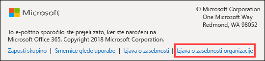 Noga pozdravnega sporočila gosta v skupinah storitve Office 365