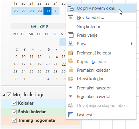 Kliknite Odpri v novem oknu v meniju z desno tipko miške