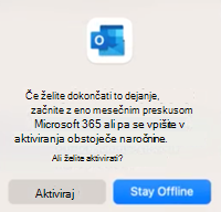 Napaka brez povezave v programu Outlook 2016