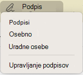 Možnost podpisa v Outlooku za Mac v sporočilu