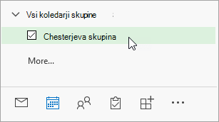 Posnetek zaslona vseh koledarjev skupine v podoknu za krmarjenje
