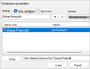 Posnetek zaslona dodajanja uporabnikov v skupno rabo mape