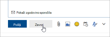 Posnetek zaslona gumba »Zavrzi«.