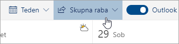 Posnetek zaslona z gumbom »Skupna raba« 