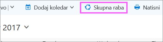 Posnetek zaslona z gumbom »Skupna raba« 
