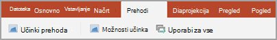 Zavihek »Prehodi«