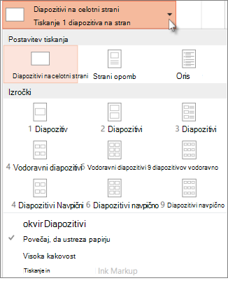 Pick a print layout