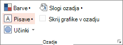 Posnetek zaslona z možnostmi ozadja