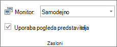 Skupina »Monitorji« na zavihku »Diaprojekcija«