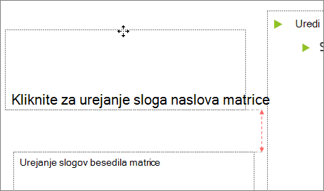 Premikanje označbe mesta na diapozitivu