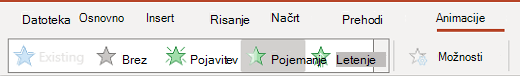 Podokno animacij v PowerPointu za splet.