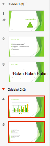 Dodajanje drugega odseka