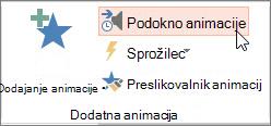 Odprite podokno animacije