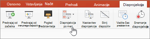 Gumb za predvajanje diaprojekcije po meri