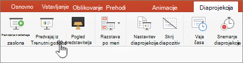 Gumb za predvajanje od trenutnega diapozitiva
