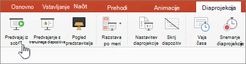 Gumb za predvajanje diaprojekcije na začetnem zaslonu