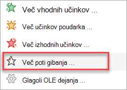 Kje lahko najdete več poti gibanja kot le tiste v meniju »Dodaj animacijo«.