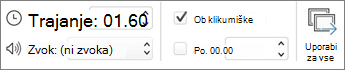 Posnetek zaslona časovne skupine.