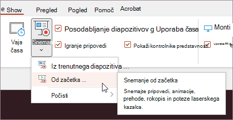 Gumb »Snemanje« na traku