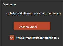 Kliknite Začni vajo