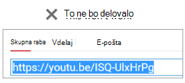 Če se vdelana koda začne s http, videoposnetek ne bo uspešno vdelan.