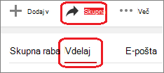 Kliknite »Skupna raba« in nato »Vdelaj«