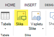 Gumb »Vstavi sliko«