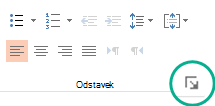 V skupini Odstavek kliknite gumb zaganjalnika v spodnjem desnem kotu, da odprete pogovorno okno Odstavek