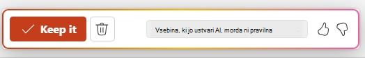 Govornikove opombe ohranjajo vrstico, ki omogoča sprejemanje ustvarjenih opomb ali zavračanje sprememb