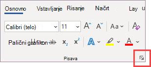 Zaganjalnik pogovornega okna »Pisava«